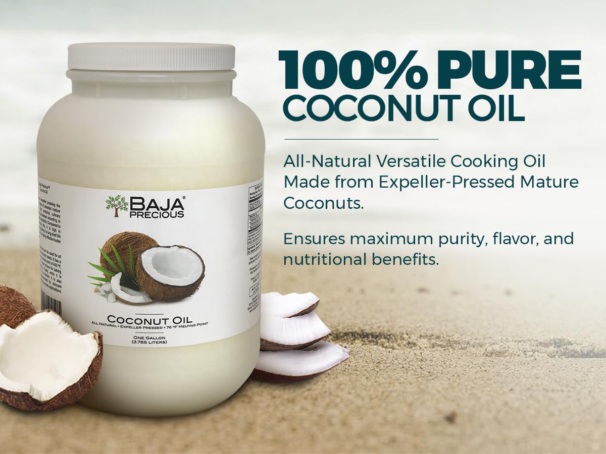 Baja Precious Coconut Oil 1 Gal pour shows smooth melt-ready texture.