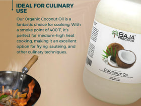 Baja Precious Coconut Oil texture close-up highlights thick luscious consistency.