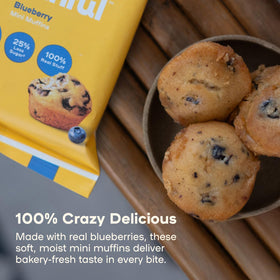 Bakeful Muffinful 60-count pack with individually wrapped muffins for on-the-go snacking.