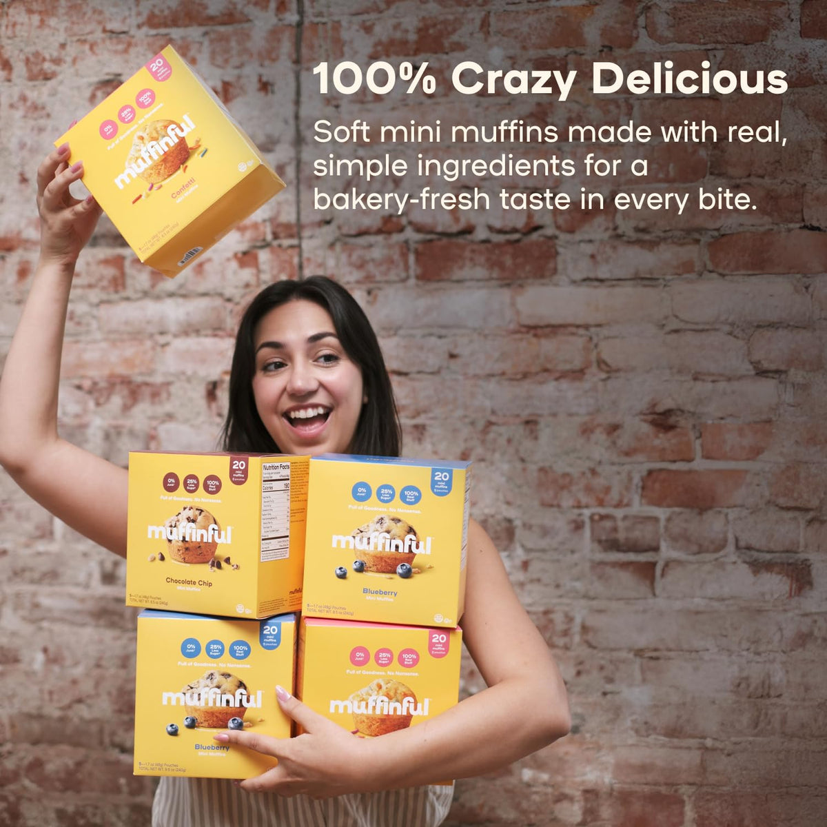 Ingredient highlights: unbleached flour and cage-free eggs in Bakeful muffins.