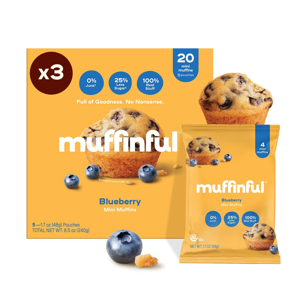 Bakeful Muffinful Triple Blueberry box front shows bulk family packaging.