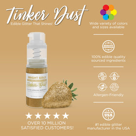 Bakell Bright Gold Tinker Dust cake decoration adds shimmering edible flair.