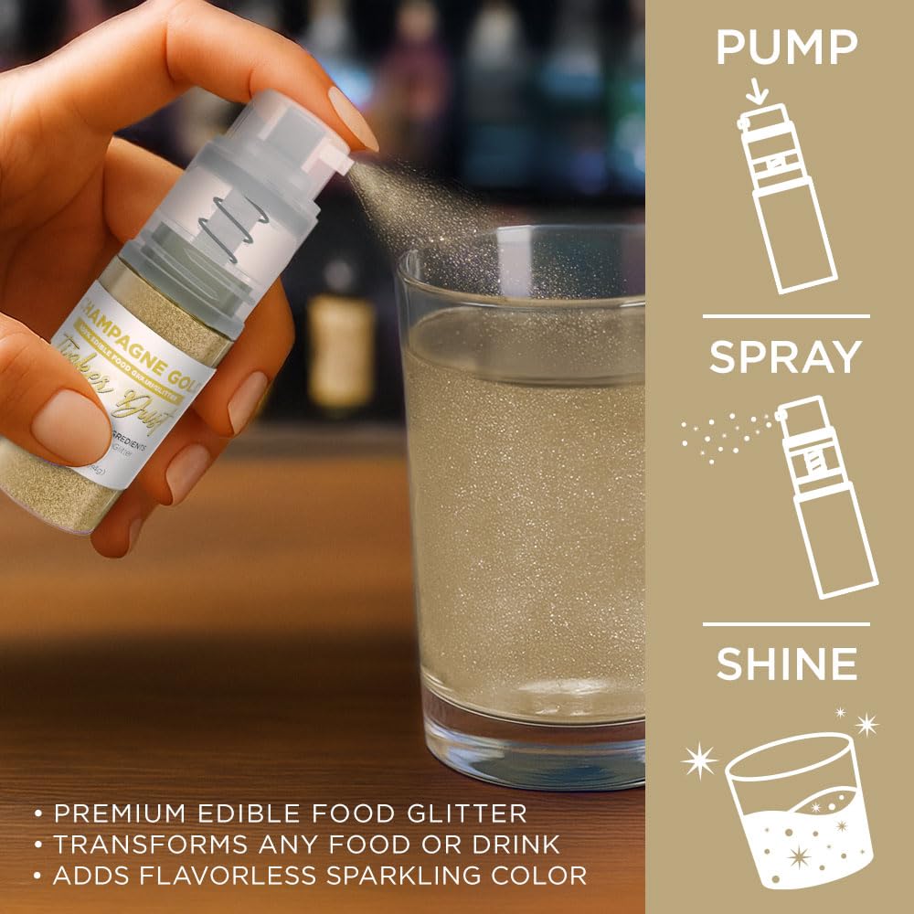 Bakell Champagne Gold Tinker Dust as a cocktail garnish enhances drinks with shimmering color.