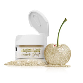 Bakell Champagne Gold Tinker Dust jar adds shimmering edible sparkle to desserts