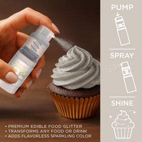 Bakell Ivory Tinker Dust swirling glitter captures dynamic shine for foods and drinks.