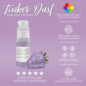 Bakell Lilac Purple Tinker Dust on cake adds silky shimmer.