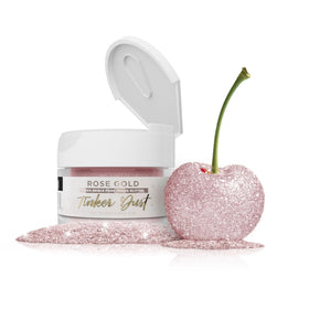 Bakell Rose Gold Tinker Dust jar adds a shimmering edible sparkle to desserts.