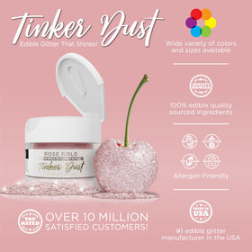 Bakell Rose Gold Tinker Dust on cake creates elegant shimmer.