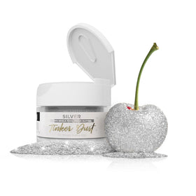 Bakell Silver Tinker Dust jar showing edible glitter for desserts and drinks