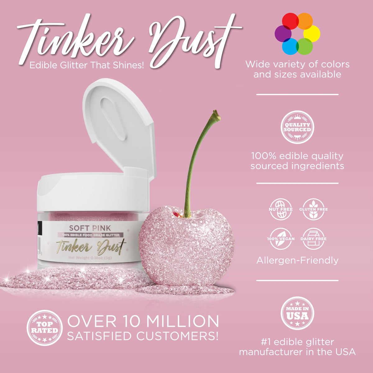Bakell Soft Pink Tinker Dust cake decorating for elegant sparkle.