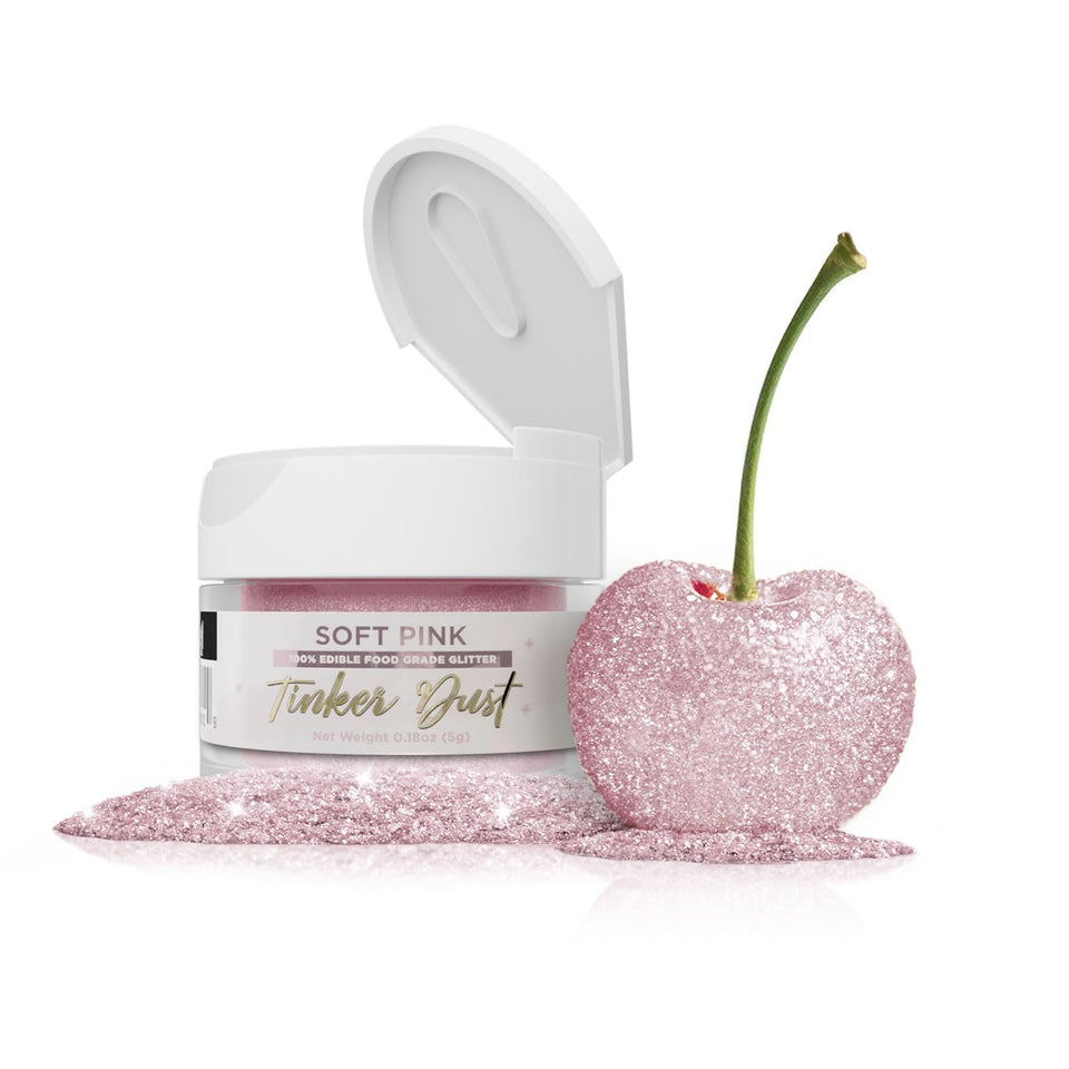 Bakell Soft Pink Tinker Dust jar adds shimmering edible color for desserts.