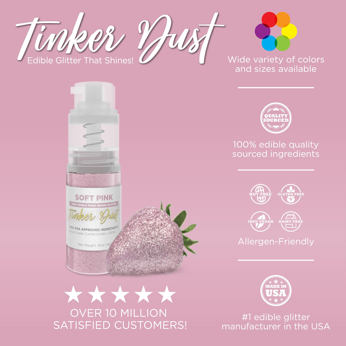 Soft pink Tinker Dust on a cake creates a silky shimmering finish.