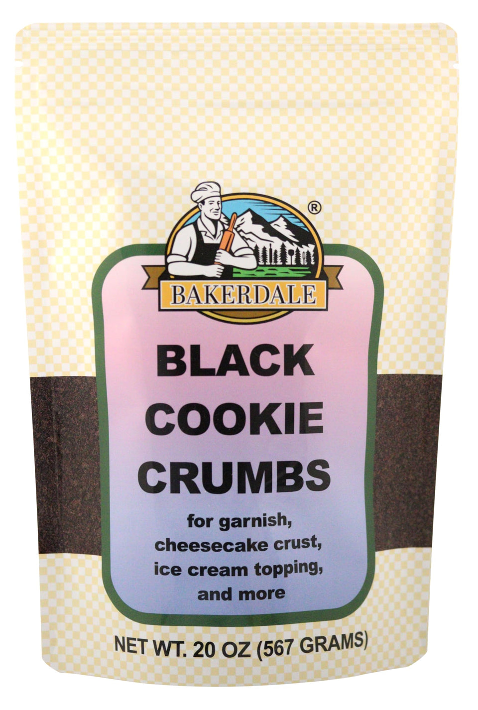 Bakerdale Black Cookie Crumbs chocolate dirt for crust enhances pie and cheesecake bases.