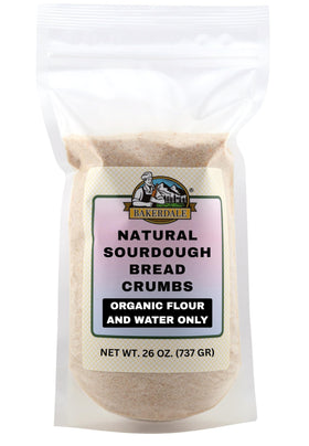 Bakerdale natural sourdough breadcrumbs in a pack for easy pantry storage and topping versatility.