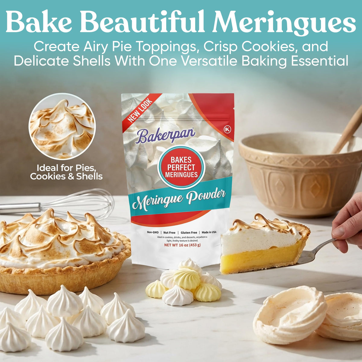 Cake decorating with Bakerpan meringue powder and delicate shells