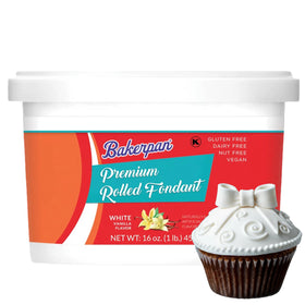 Bakerpan premium rolled white fondant 1lb to cover cakes with a smooth vanilla finish