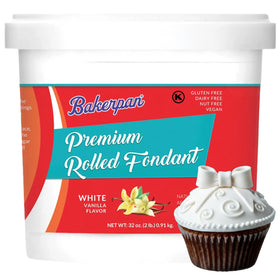 Bakerpan Premium rolled fondant vanilla 2lb pack for smooth cake coverage.