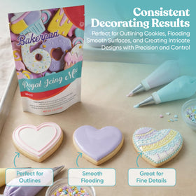 Bakerpan Royal Icing flooding technique creating even color on cookies.