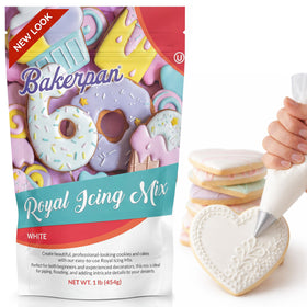 Bakerpan White Royal Icing Mix pouch ready for easy decorating prep.