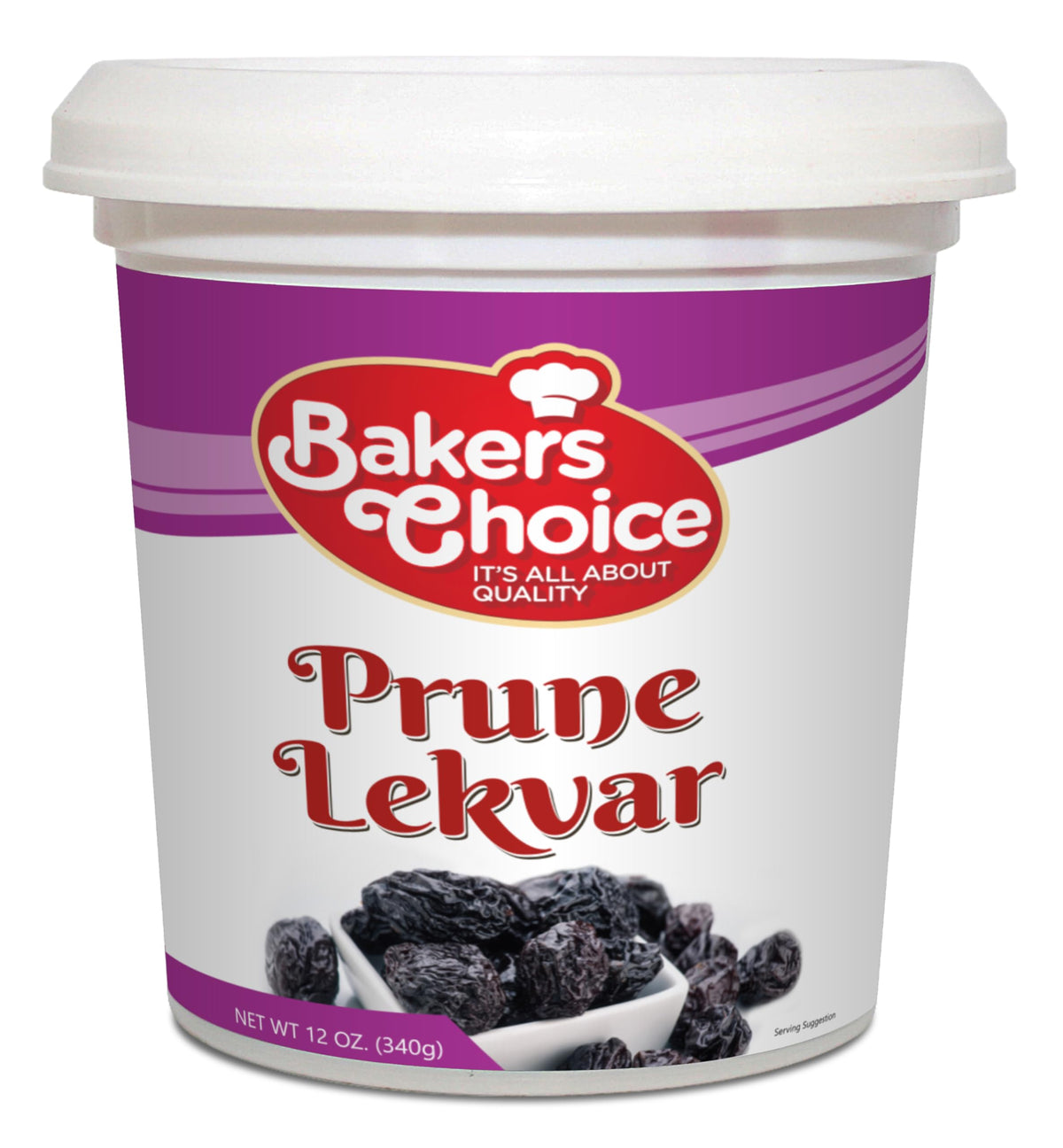 Baker's Choice prune butter lekvar jar shows creamy filling for desserts.