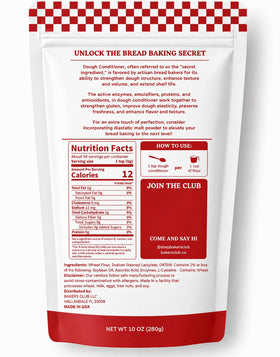 Back label shows expiration date on Bakers Club packaging.