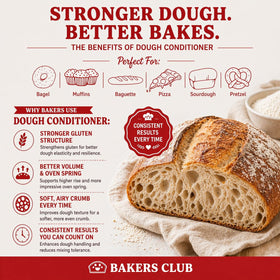 Measuring spoon with Bakers Club conditioner for precise dough portions.