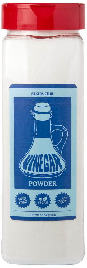 Bakers Club Gourmet White Vinegar Powder bottle front for tangy seasoning.