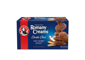 Bakers Est 1851 Romany Creams chocolate biscuits in a 200g pack, ideal with tea.