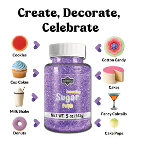 Bakersfield purple sugar bottle provides vivid accents for pastries.
