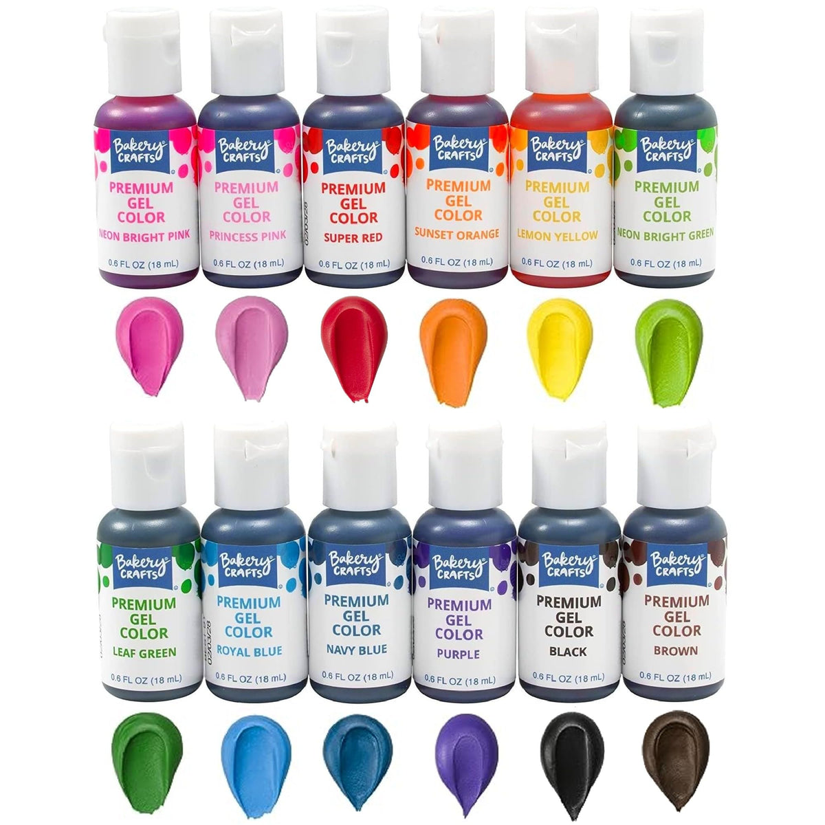Bakery Crafts Premium Gel Color 12-bottle set for vibrant cake decorating