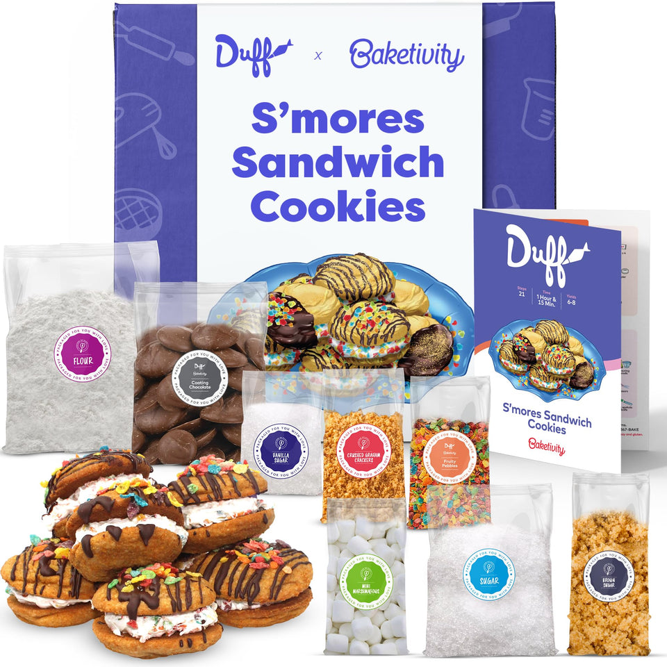 Baketivity Duff Goldman kit box with premeasured ingredients for easy kid baking