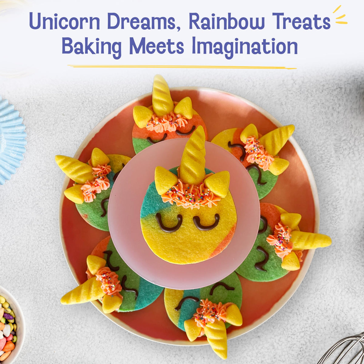 Decorating supplies from Baketivity Duff Goldman unicorn cookies kit spark kid creativity.