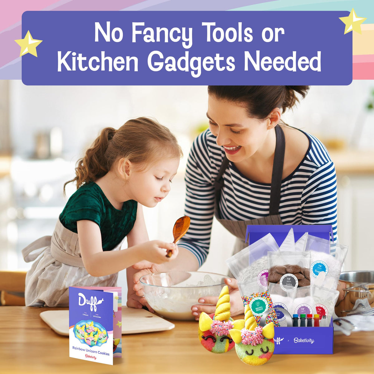 Family baking moment with Baketivity kit for shared learning and fun.