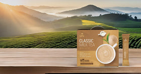 Balance Grow Classic Milk Tea hot cup ready-to-make warm tea experience.