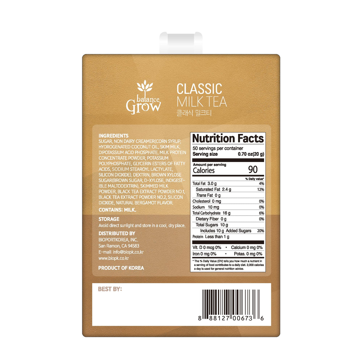 Balance Grow Classic Milk Tea pour reveals bergamot aroma suitable for hot or cold drinks.