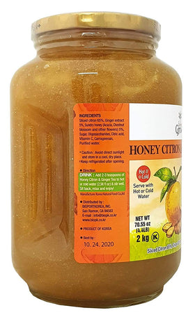 Balance Grow Honey Citron Ginger Tea bag close-up highlighting ginger and citron ingredients