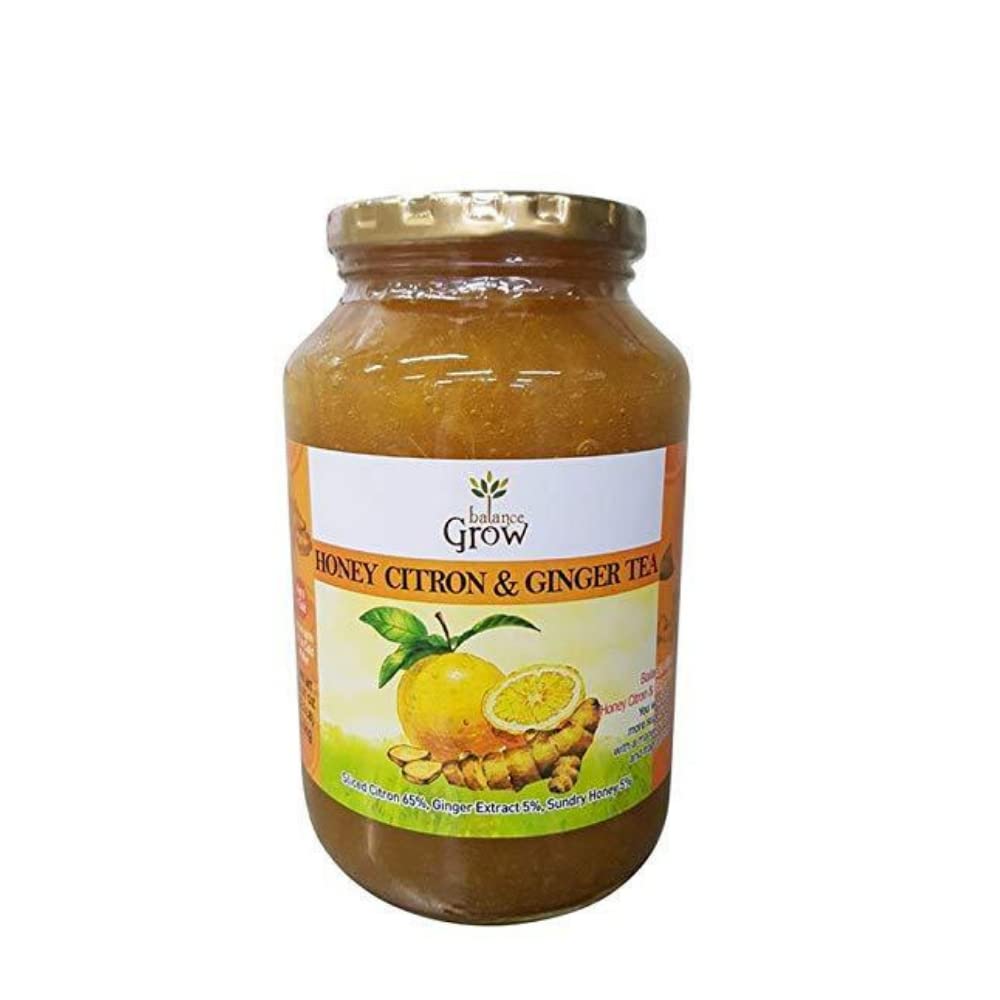 Balance Grow Honey Citron & Ginger Tea bottle with citrus aroma, ideal for soothing evenings.