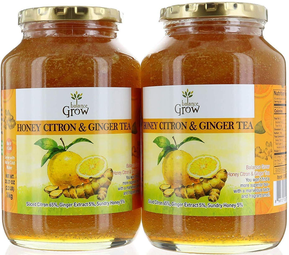 Balance Grow Honey Citron Ginger Tea front view packaging for a comforting ritual