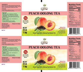 Balance Grow Peach Oolong Tea with diced peaches for fruit-forward flavor.
