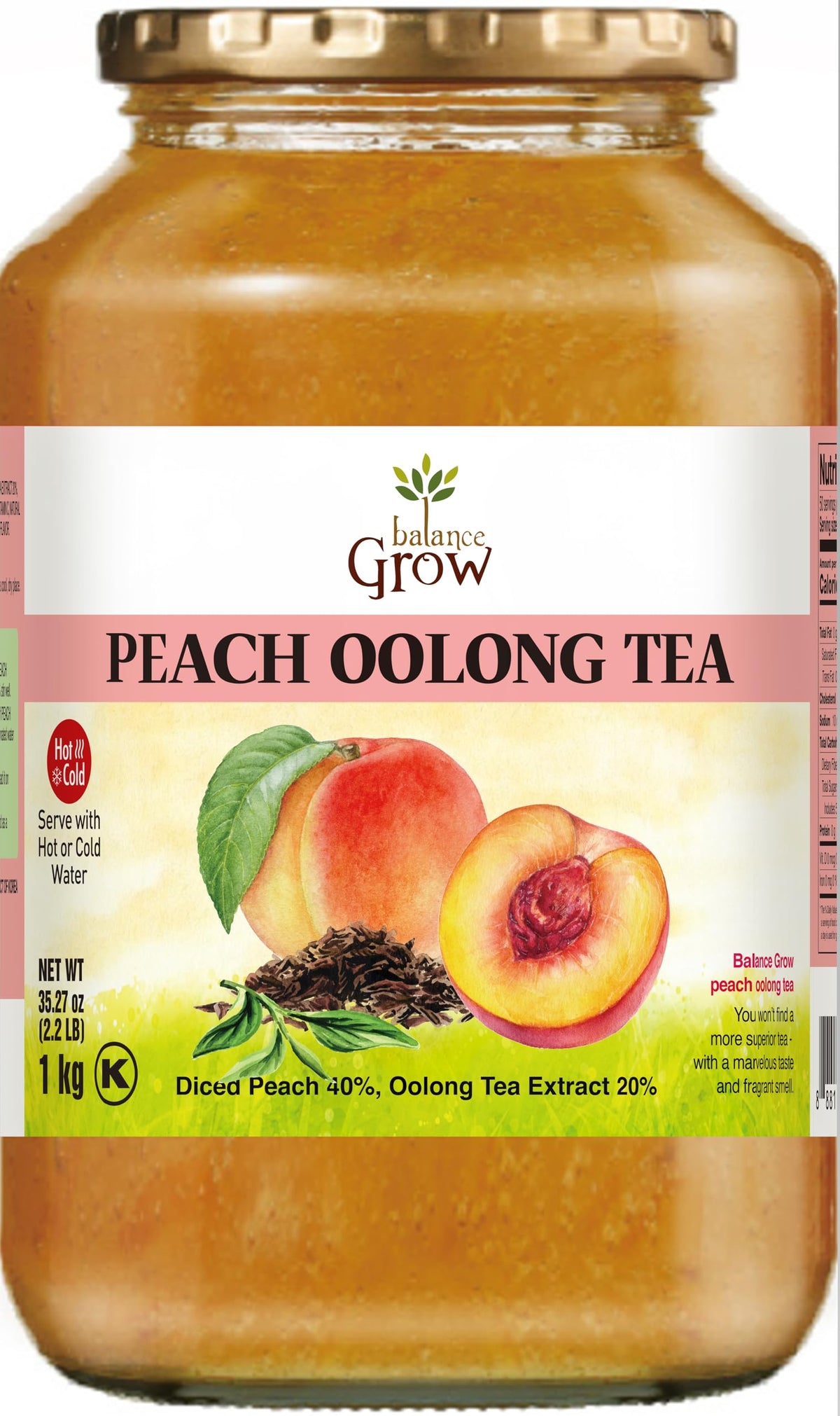 Balance Grow Peach Oolong Tea jar with rich aroma for daily infusions.