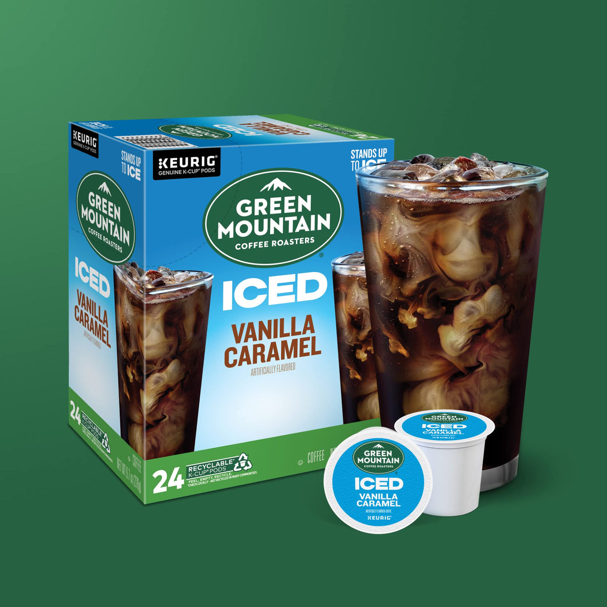 Optimal flavor balance for iced coffee with Green Mountain Vanilla Caramel single-serve pods