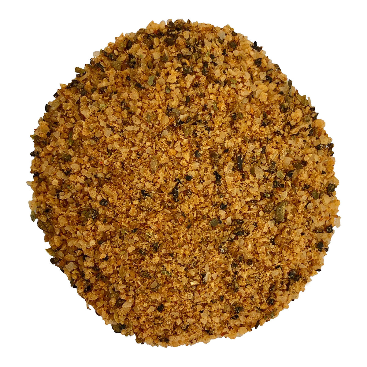Baldridge Secret Seasoning closeup reveals herb-forward mix for savory dishes.