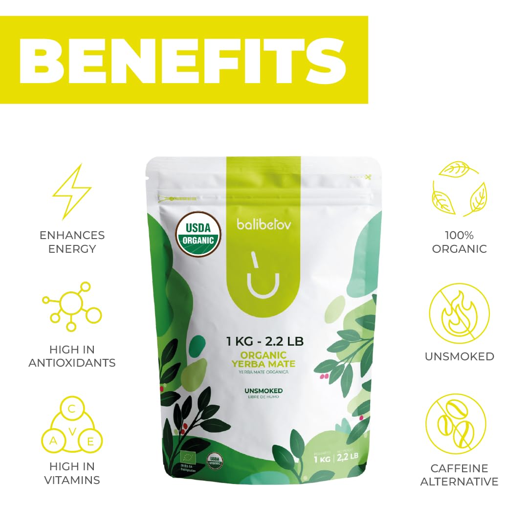 BALIBETOV Yerba Mate energy boost image highlighting antioxidants and focus potential.