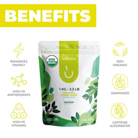 BALIBETOV Yerba Mate energy boost image highlighting antioxidants and focus potential.