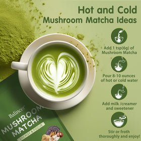 Balincer Blue Spirulina accents matcha powder image suggests antioxidant-rich, vibrant blends.
