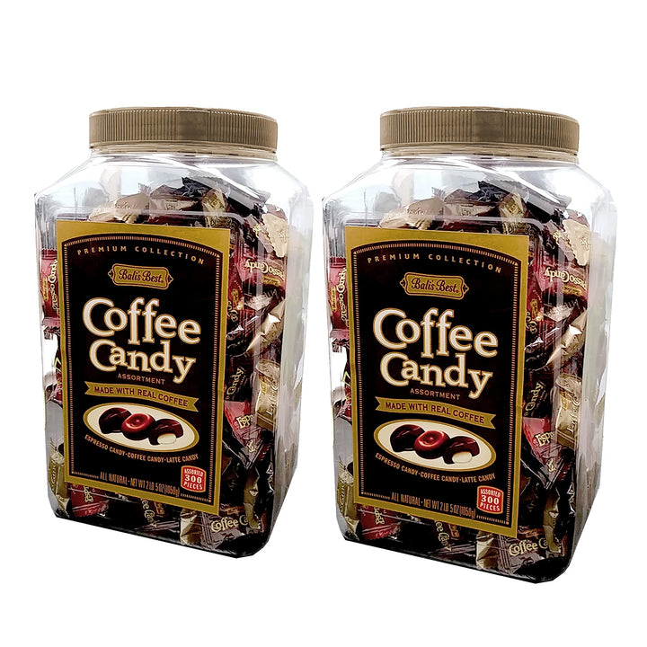 Bali's Best coffee candy assortment jar, a portable caffeinated snack for travel.