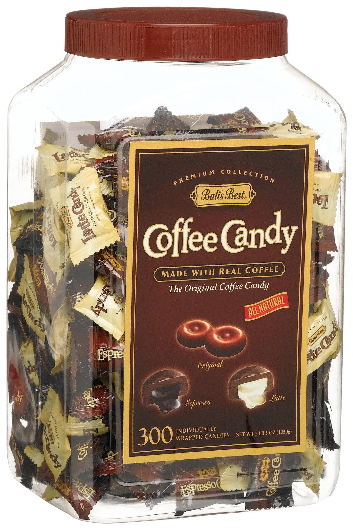 Bali's Best Original coffee candy jar showing classic flavor and portability