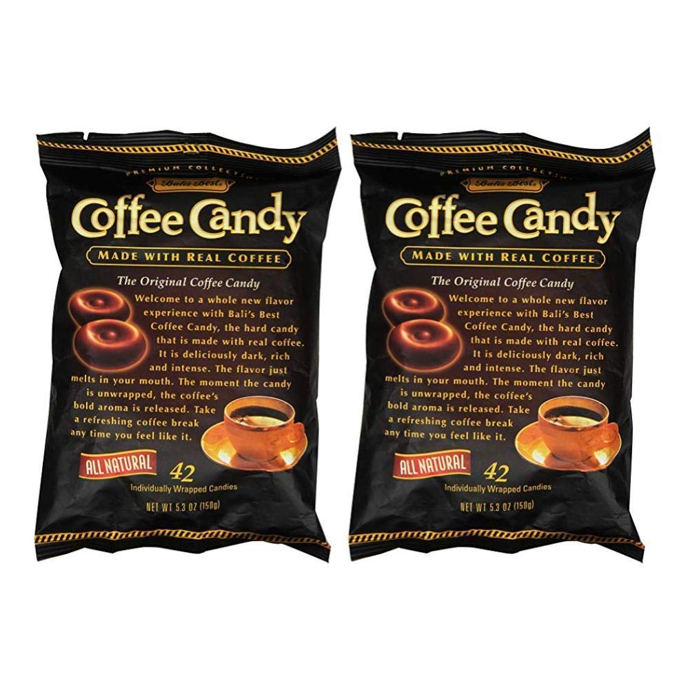 Bali's Best coffee candy in individually wrapped pieces, ideal for on-the-go flavor.