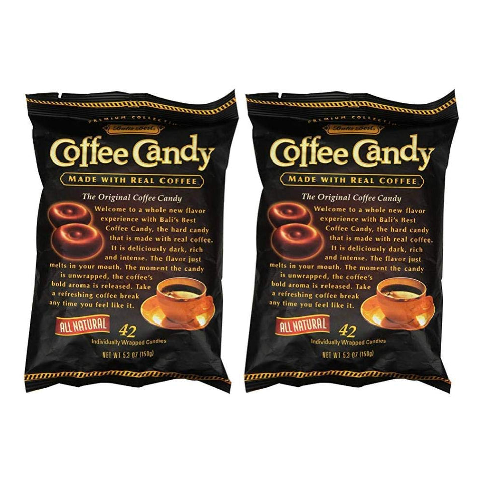 Bali's Best coffee candy in individually wrapped pieces, ideal for on-the-go flavor.