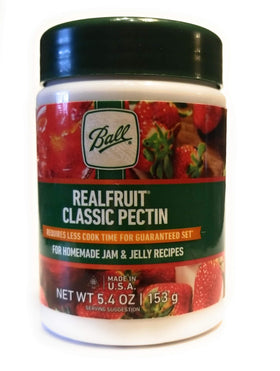 Ball RealFruit Classic Pectin powder in front of packaging for easy jams